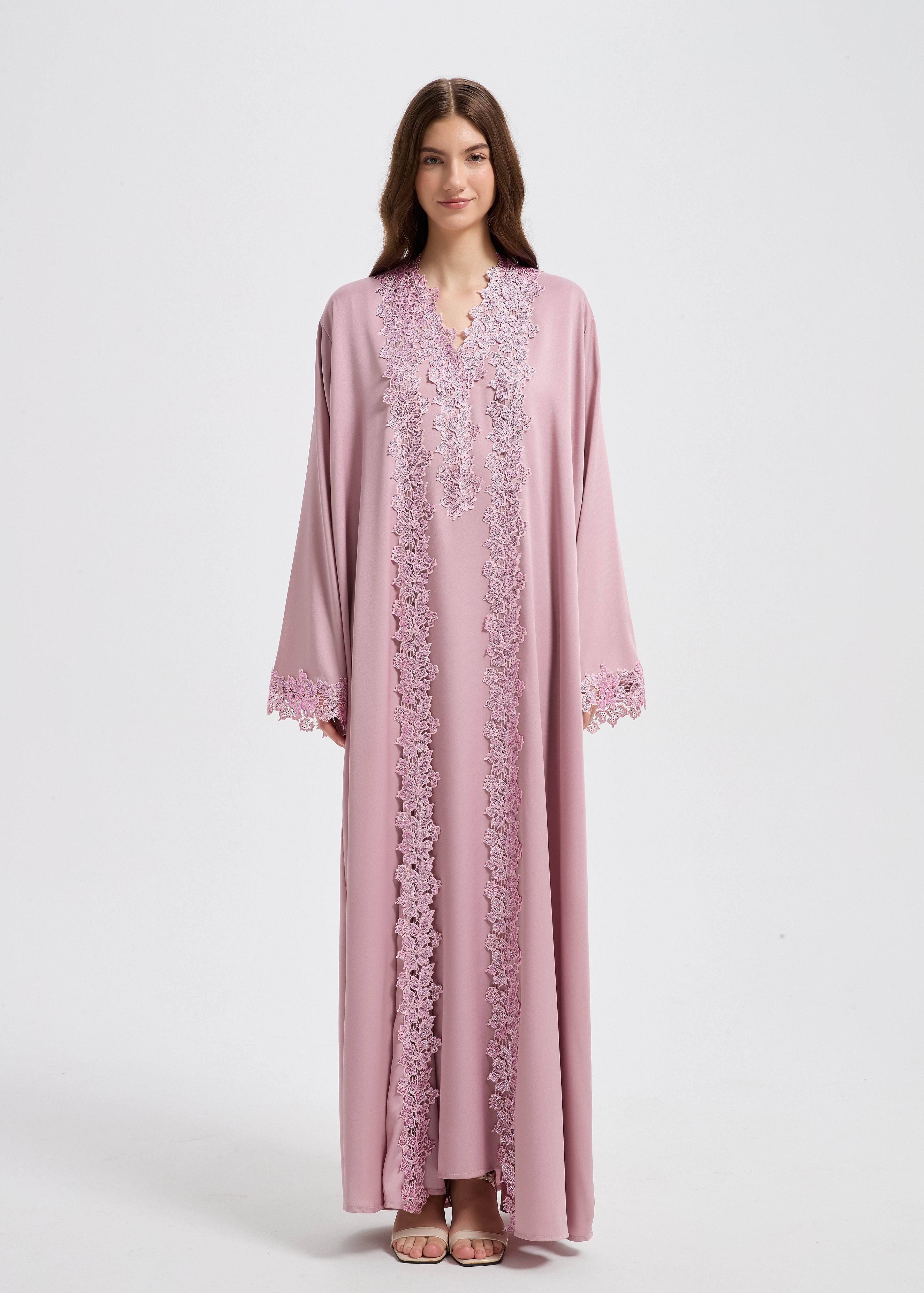 Sultana Lace Abaya Set - Rose