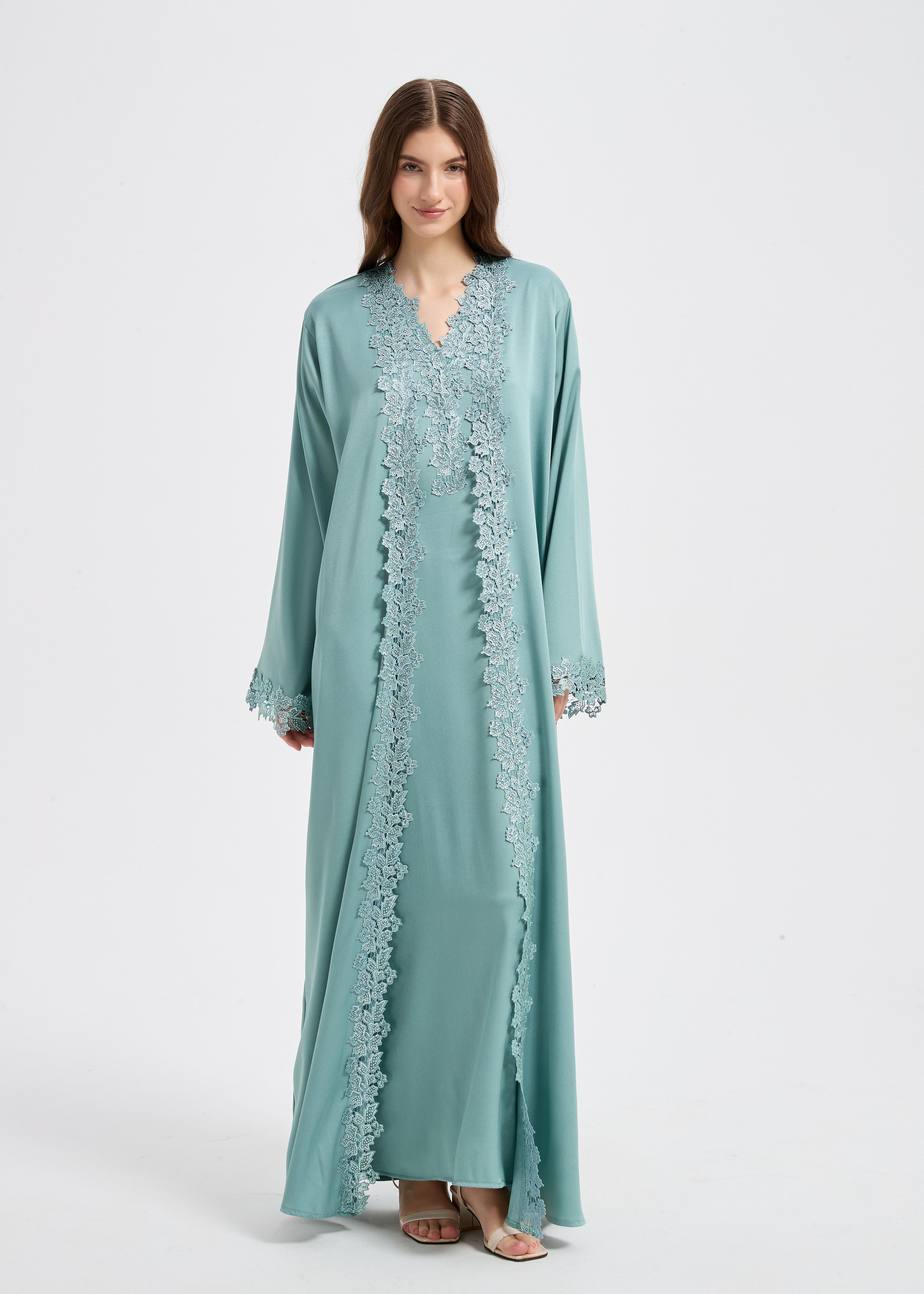 Sultana Lace Abaya Set - Sage