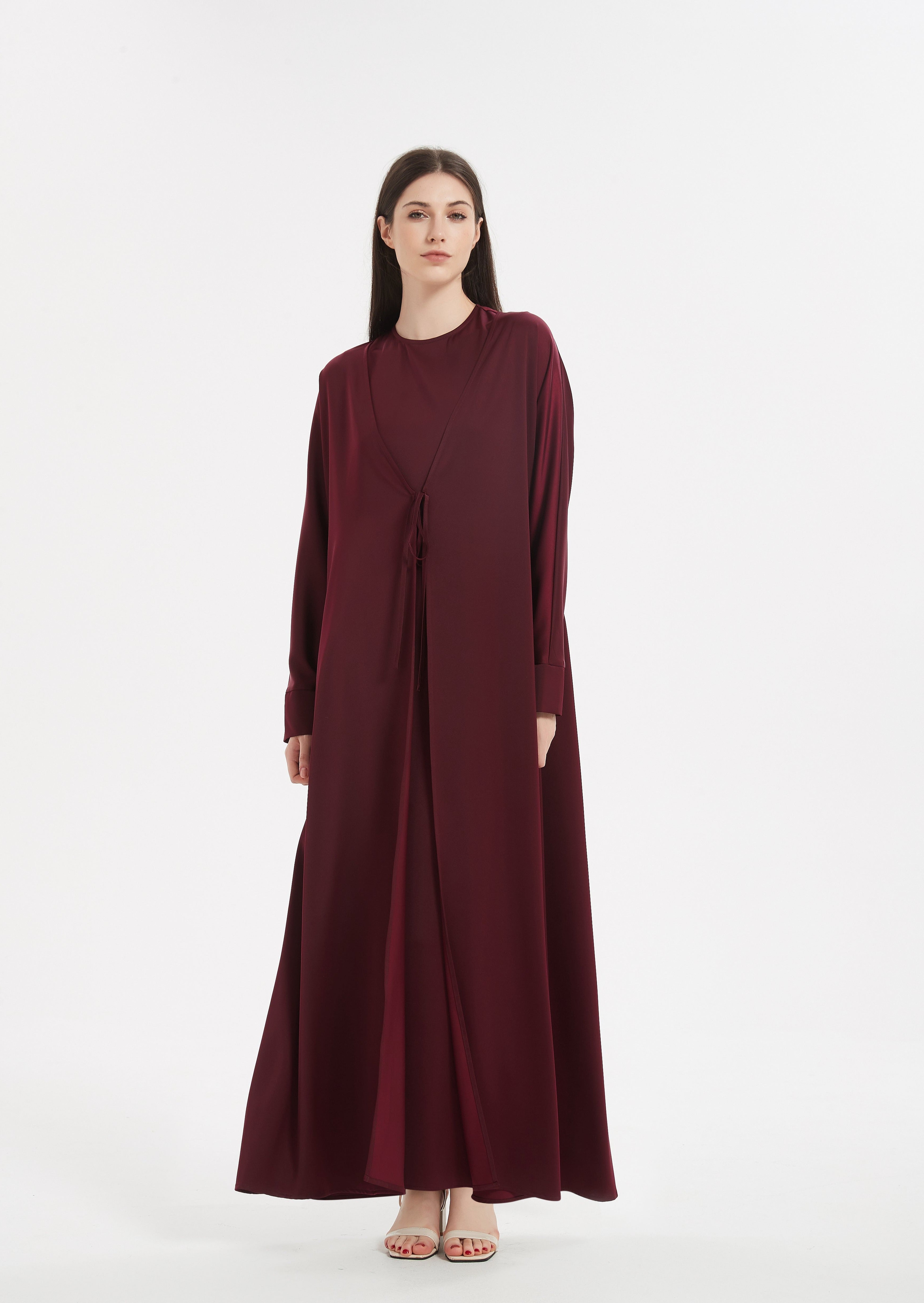 Marwa Tie Front Two Piece Set - Maroon