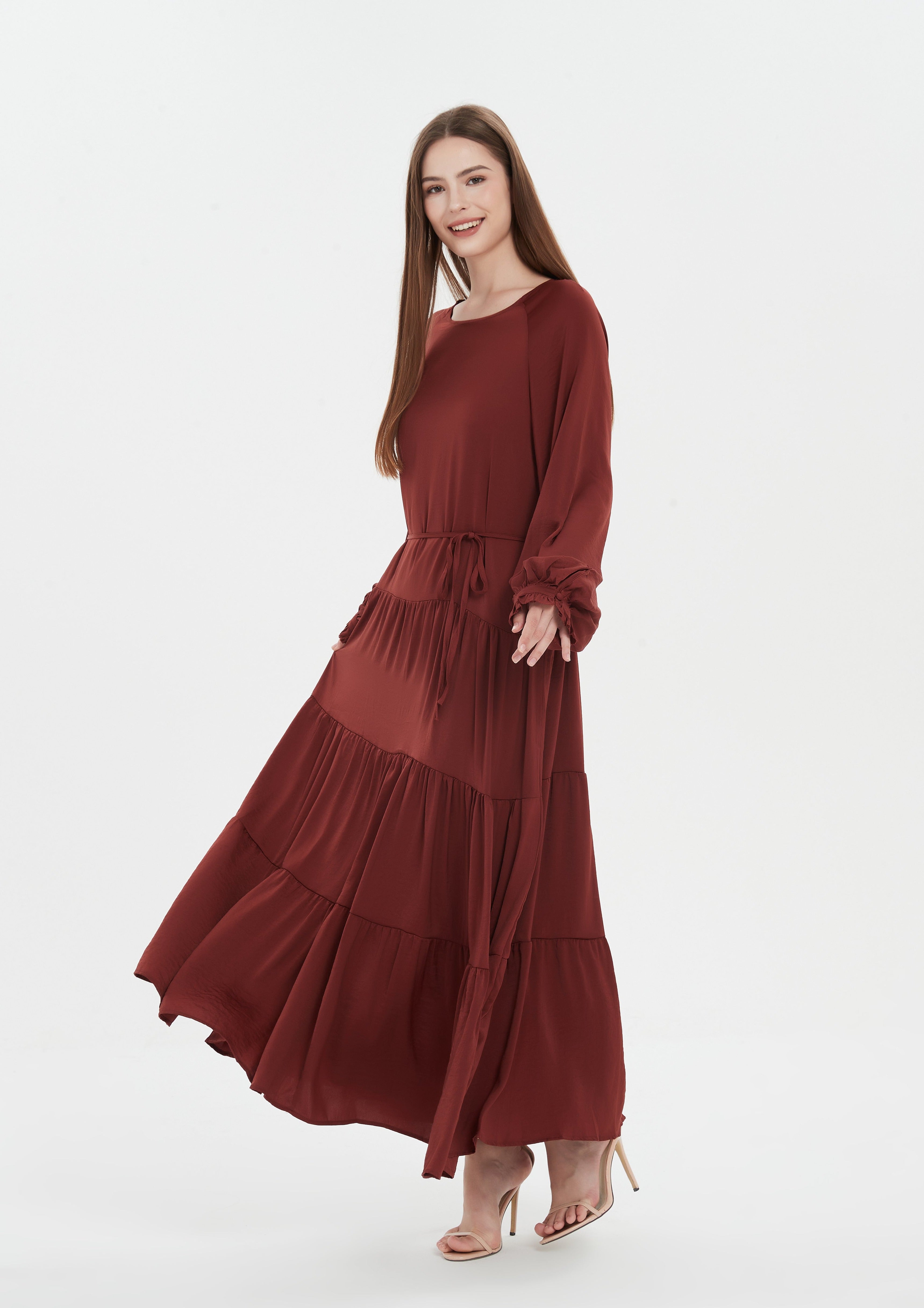 Lydia Tiered Maxi dress - Dark Spice