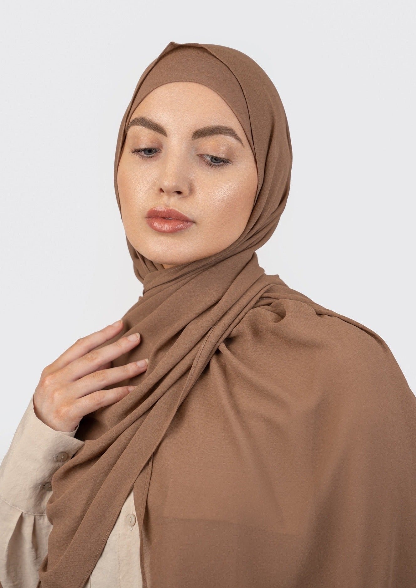 Matching Hijab Set - Dark Nude