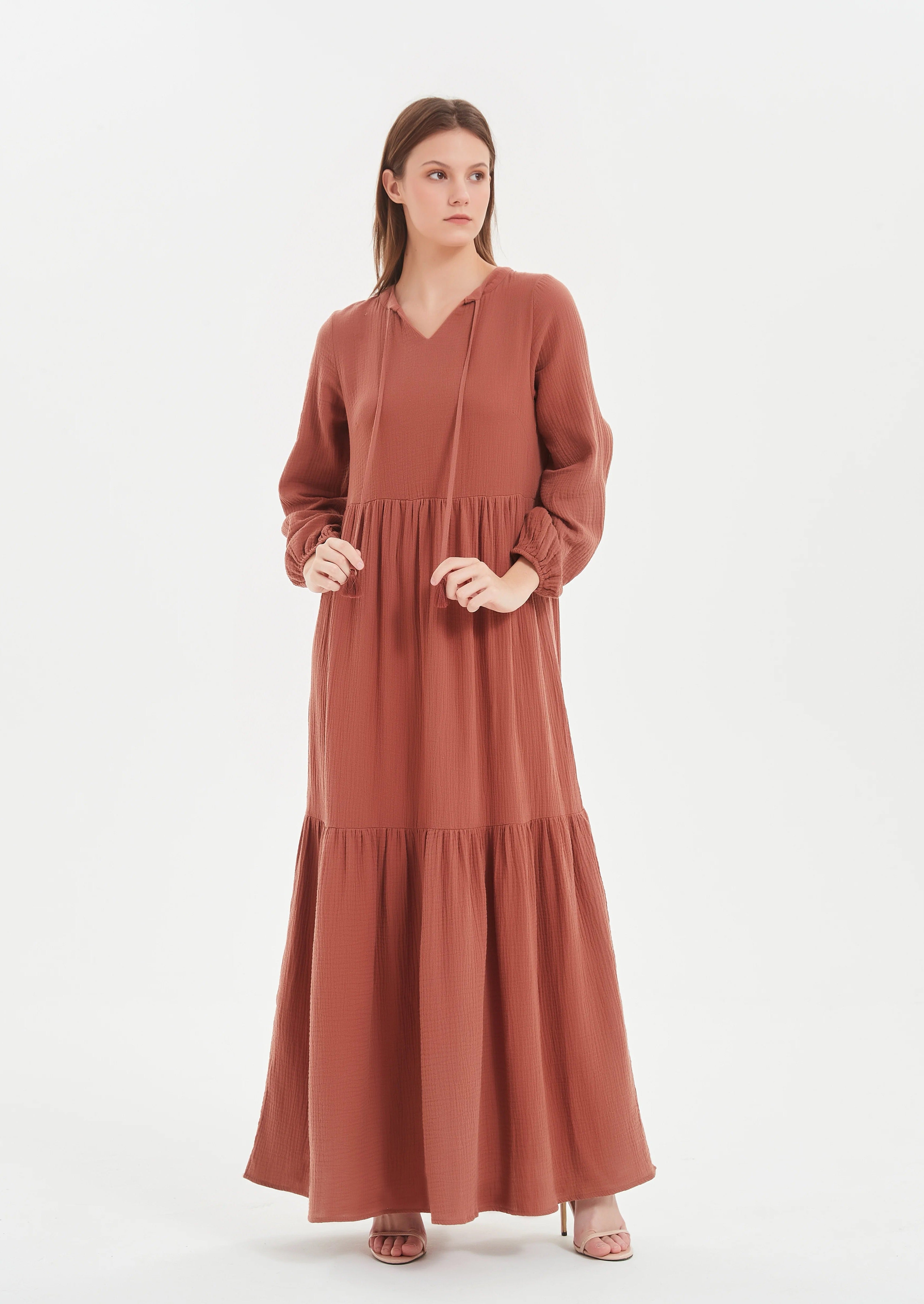 Zarina Cotton Maxi dress - Rust