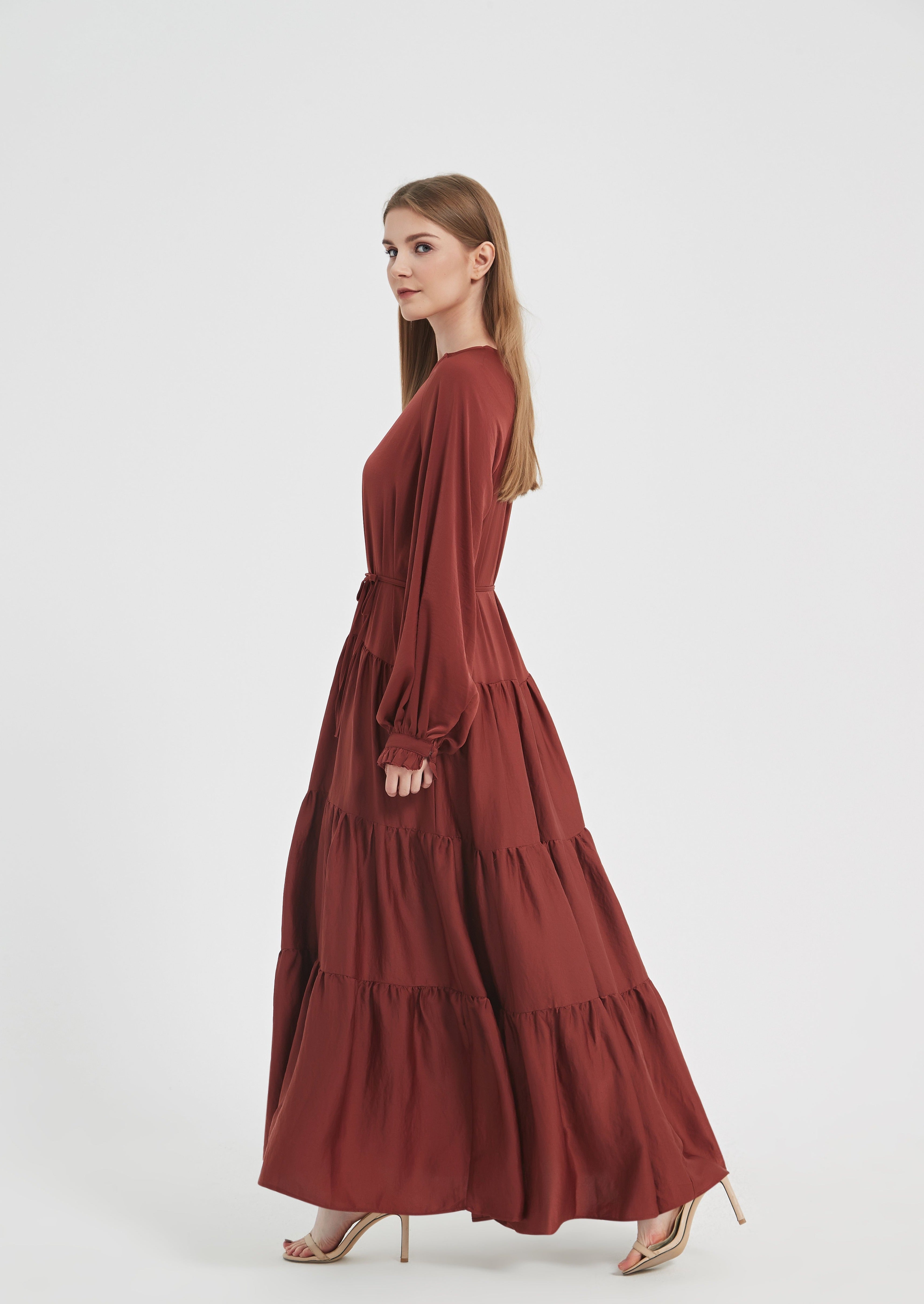 Lydia Tiered Maxi dress - Dark Spice