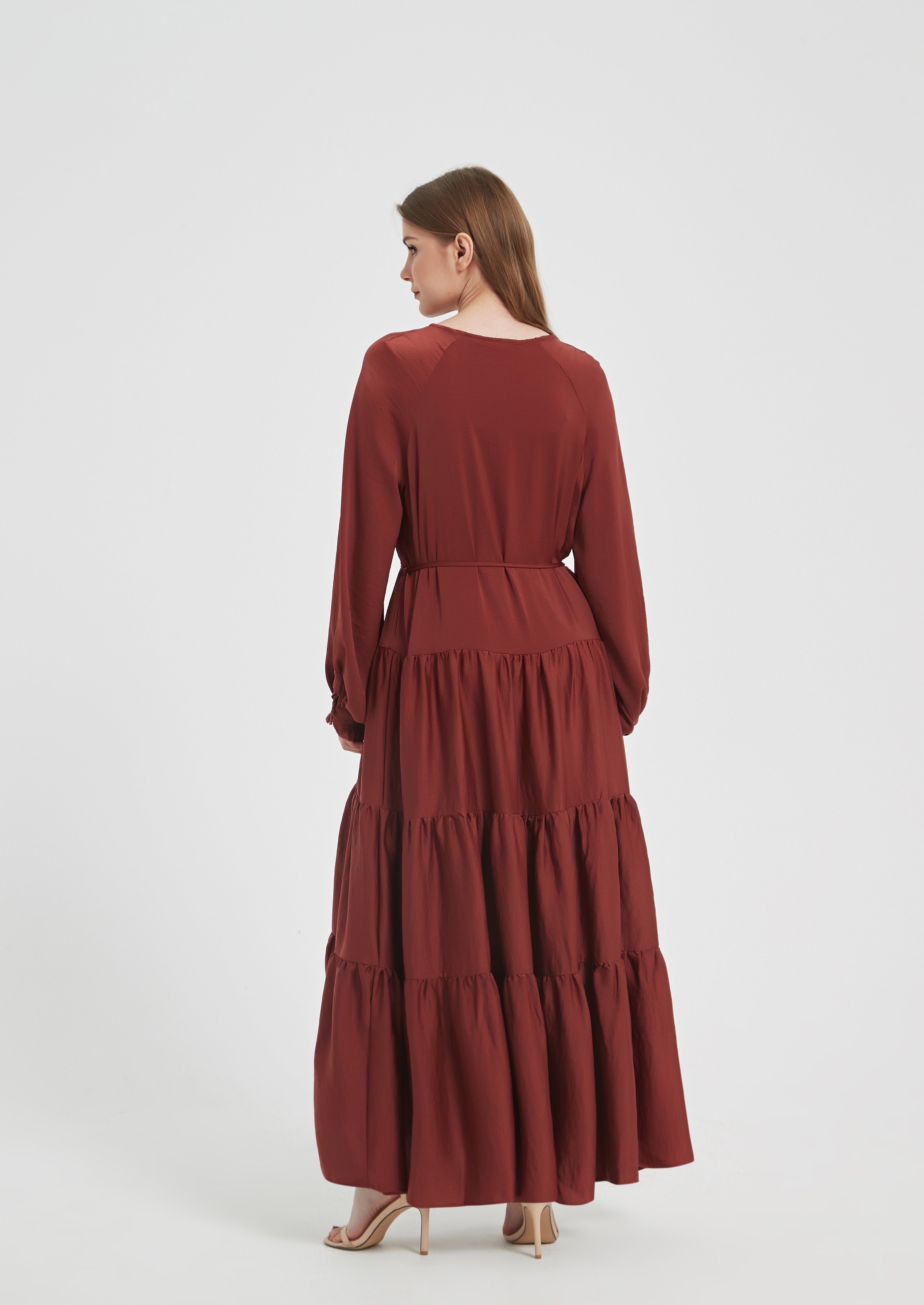 Lydia Tiered Maxi dress - Dark Spice