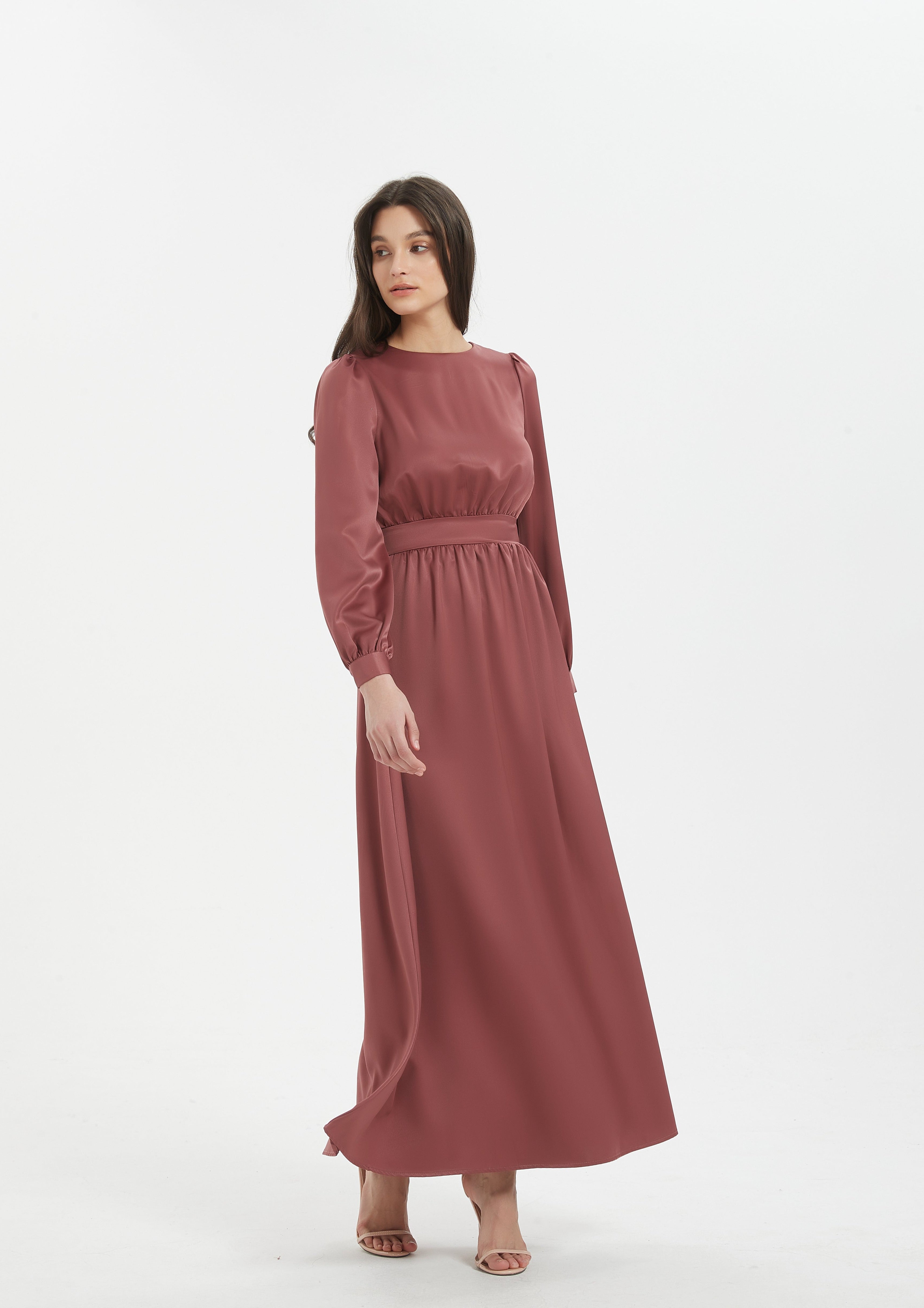 Myra Long Sleeve Maxi Dress - Dark Rose