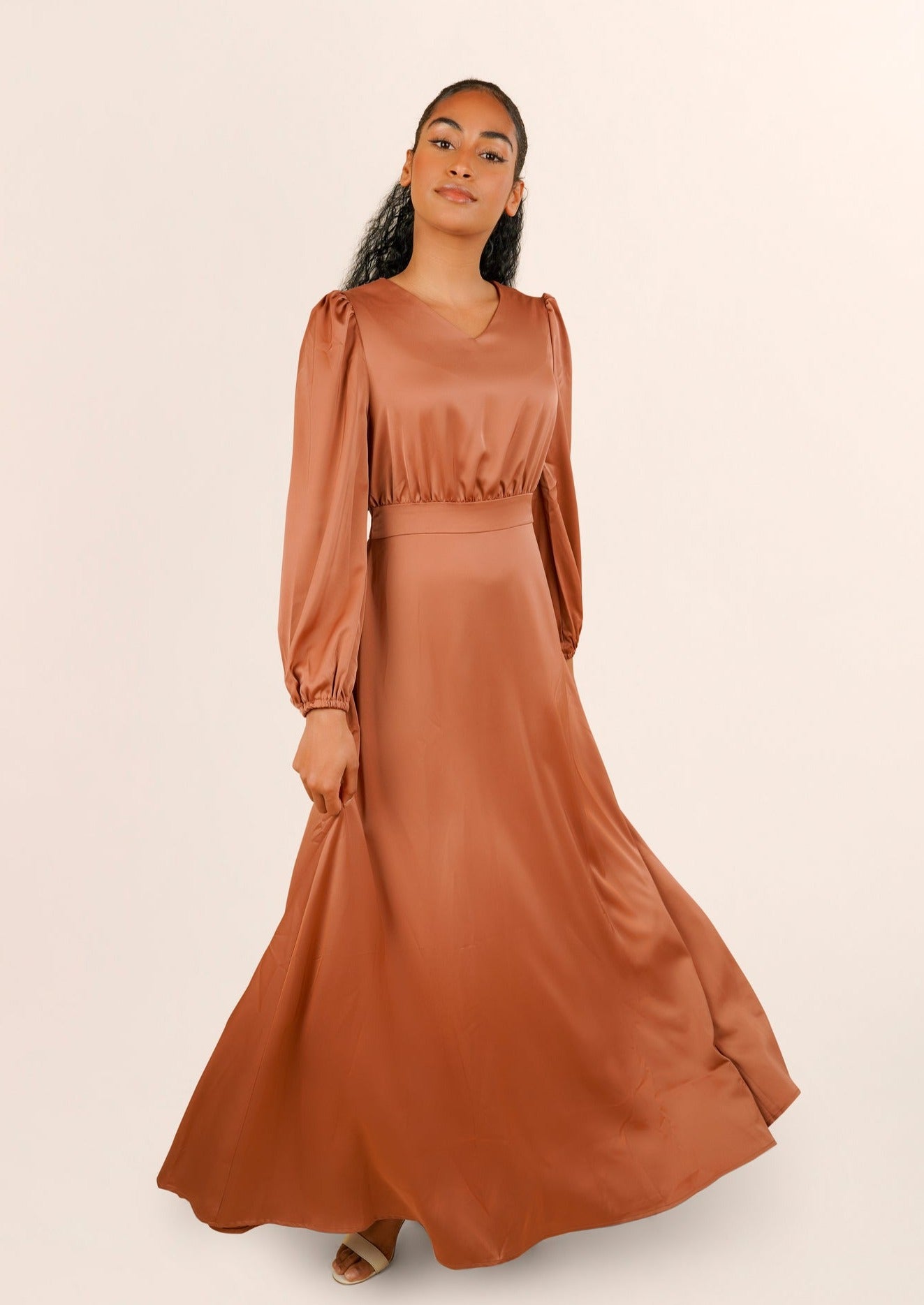 Inayah V-Neck Maxi Dress - Coffee