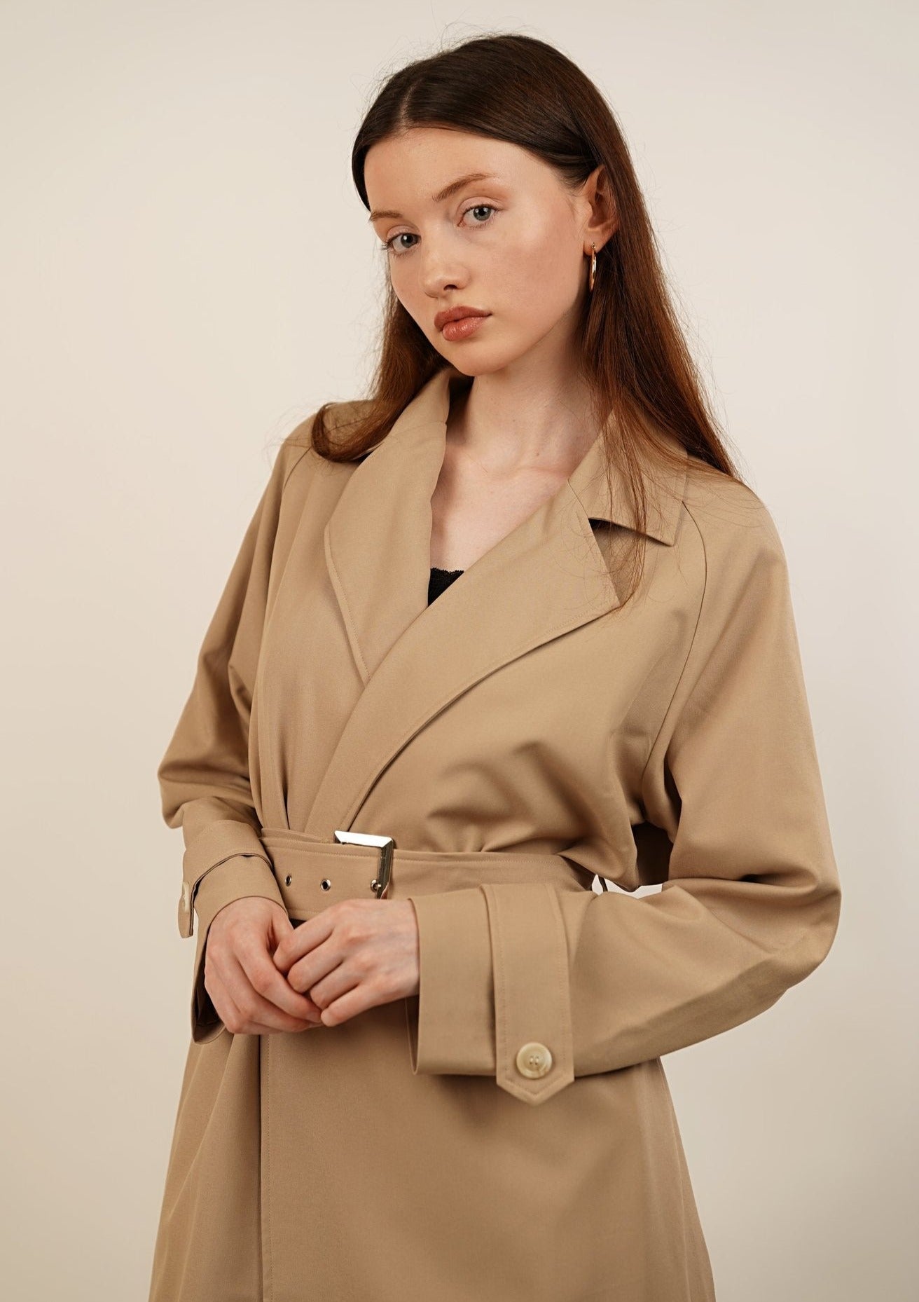 Longline Belted Trench Coat - Camel