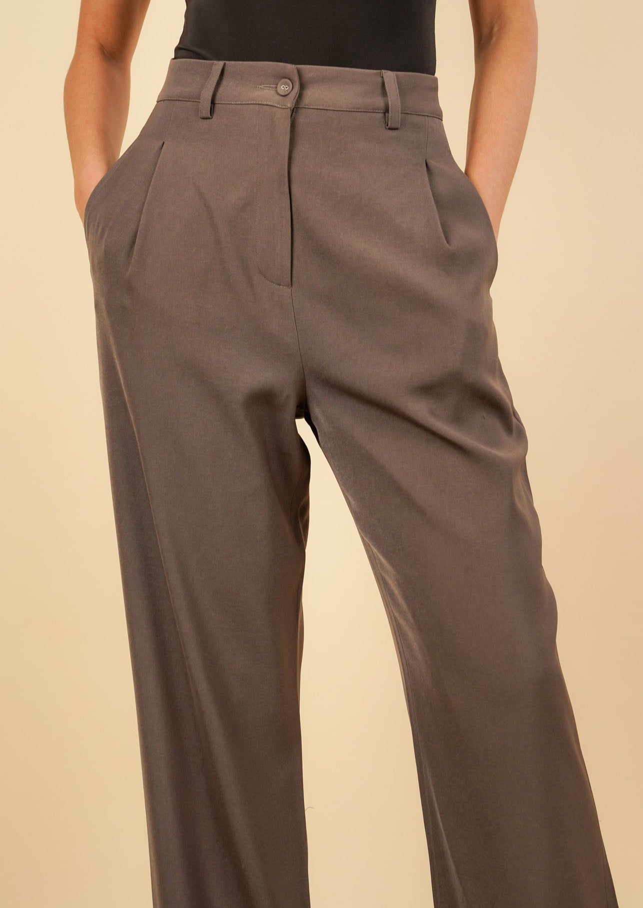 Imara High Rise Palazzo Pants - Khaki - AMARIAH