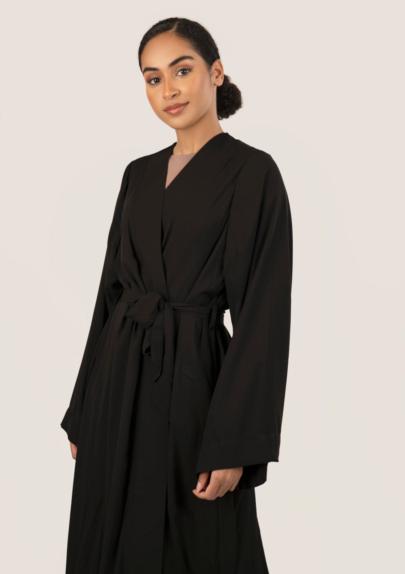 Nadia Everyday Open Abaya - Black - AMARIAH