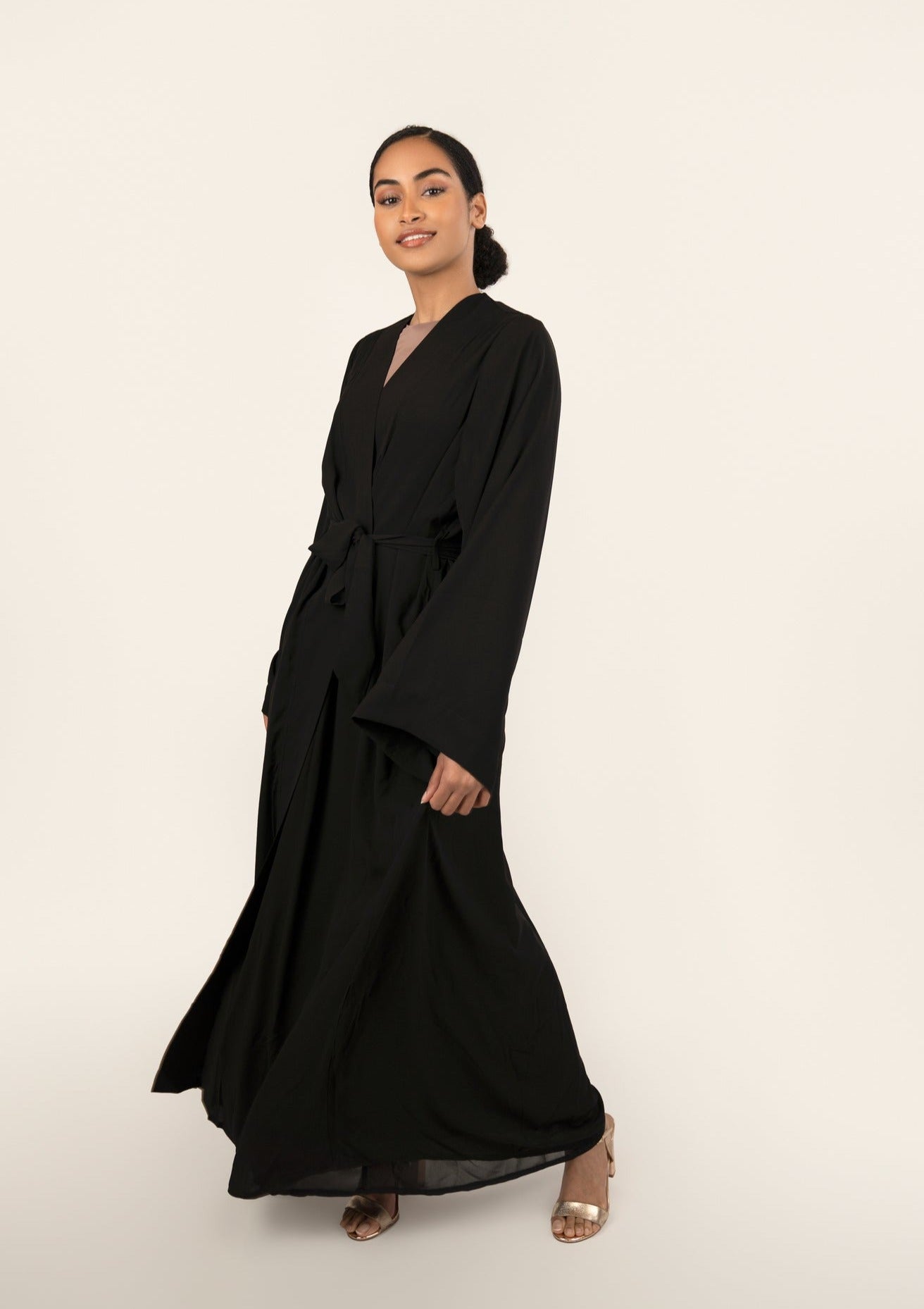 Nadia Everyday Open Abaya - Black - AMARIAH