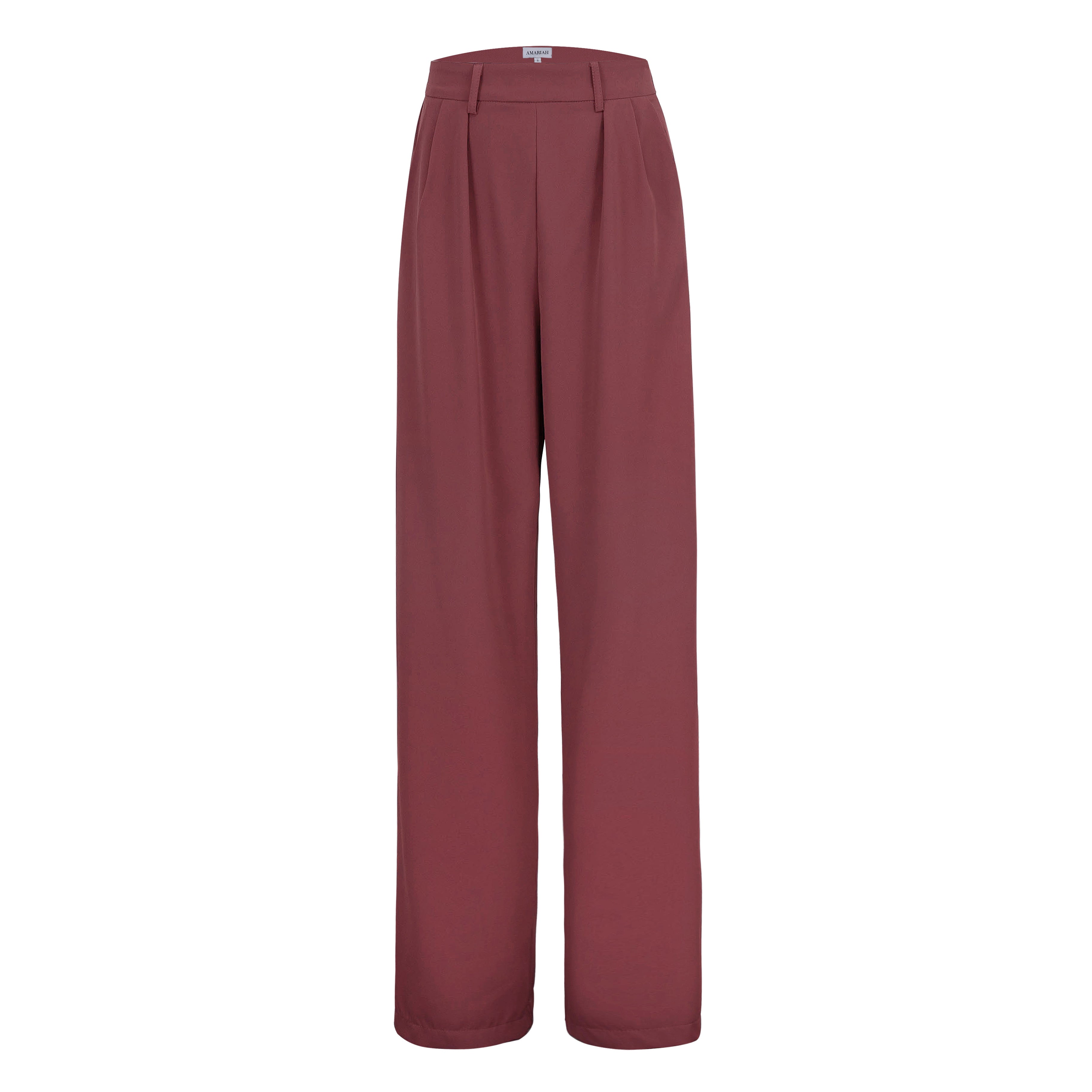 Arabella Wide Leg Trousers - Dark Rose - AMARIAH