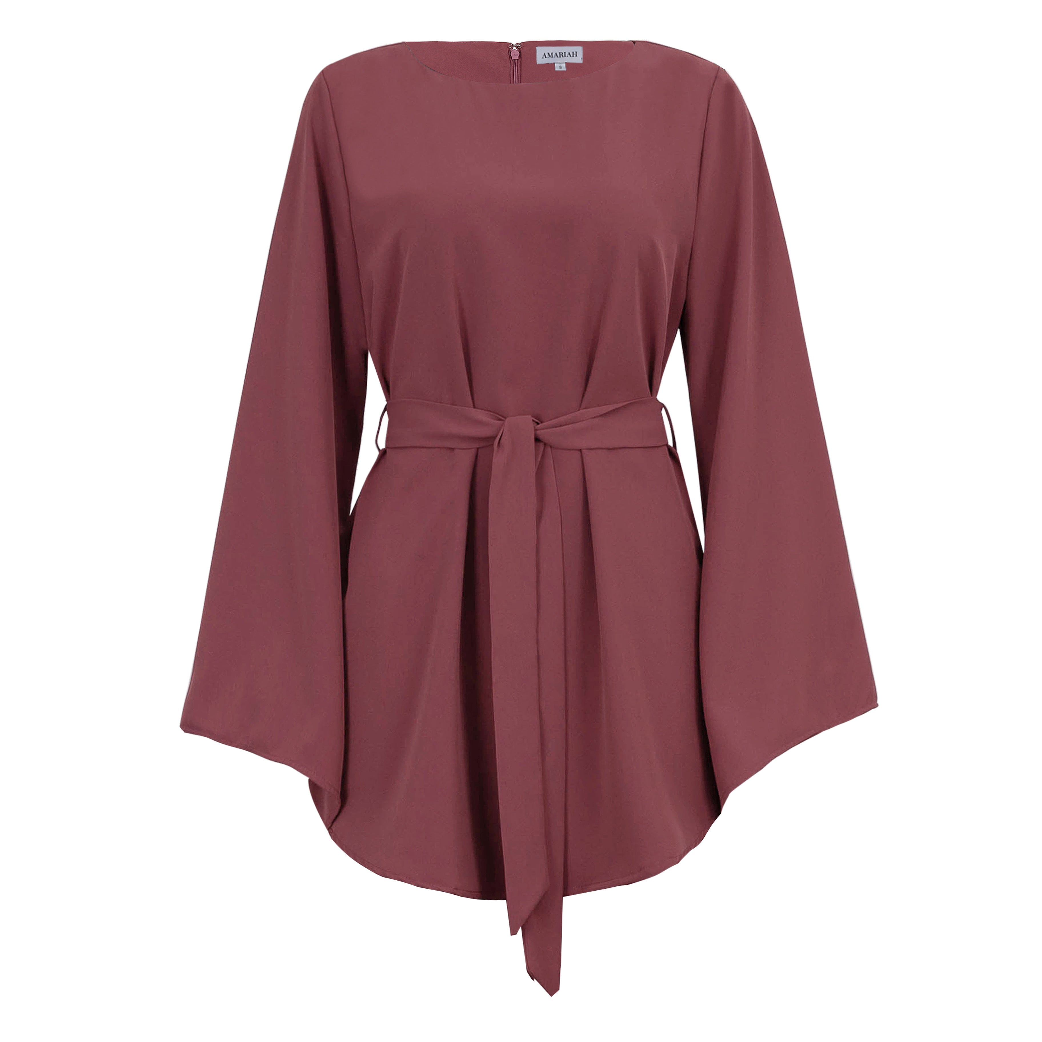 Arabella Tie Waist Top - Dark Rose - AMARIAH