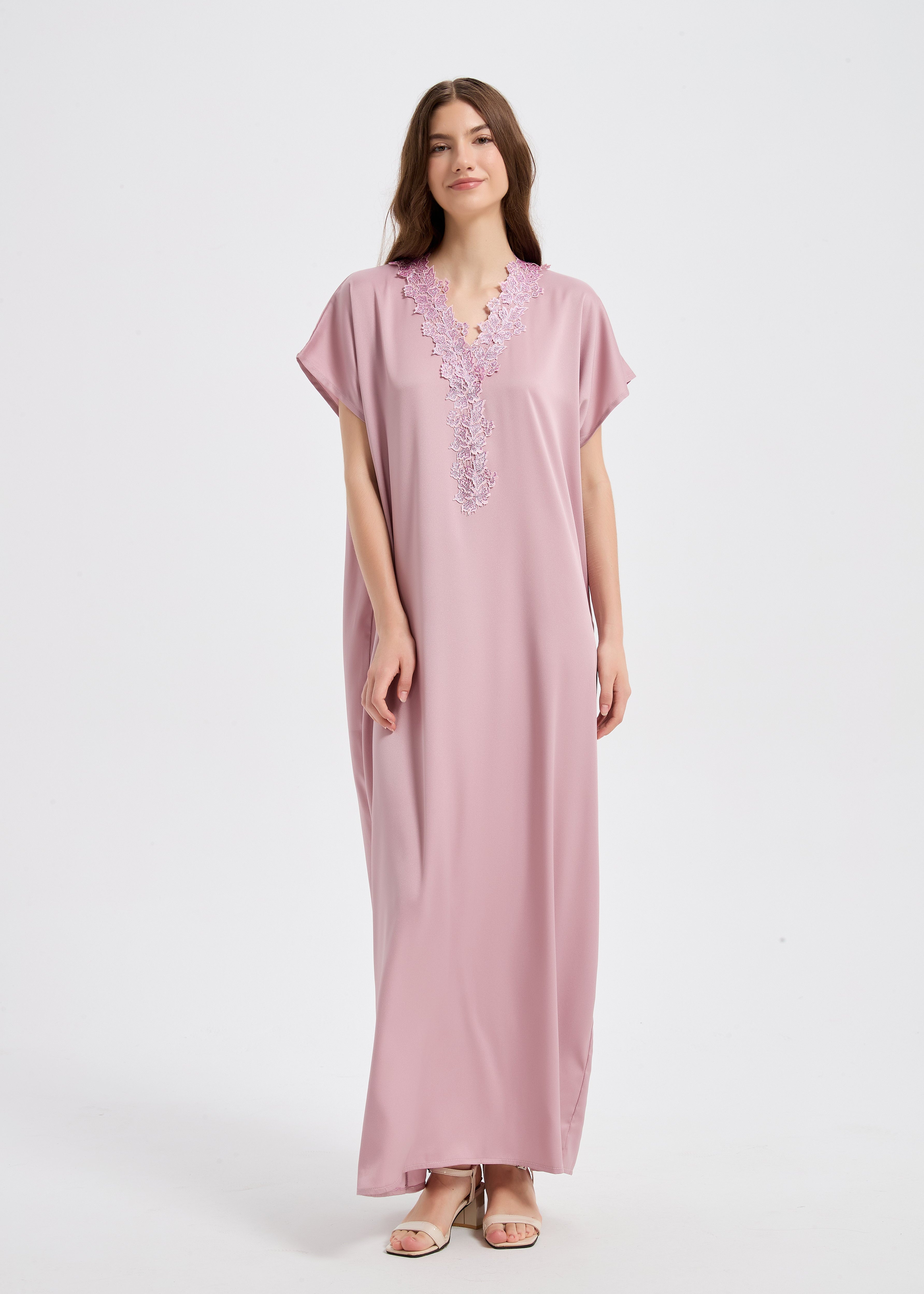 Sultana Lace Abaya Set - Rose