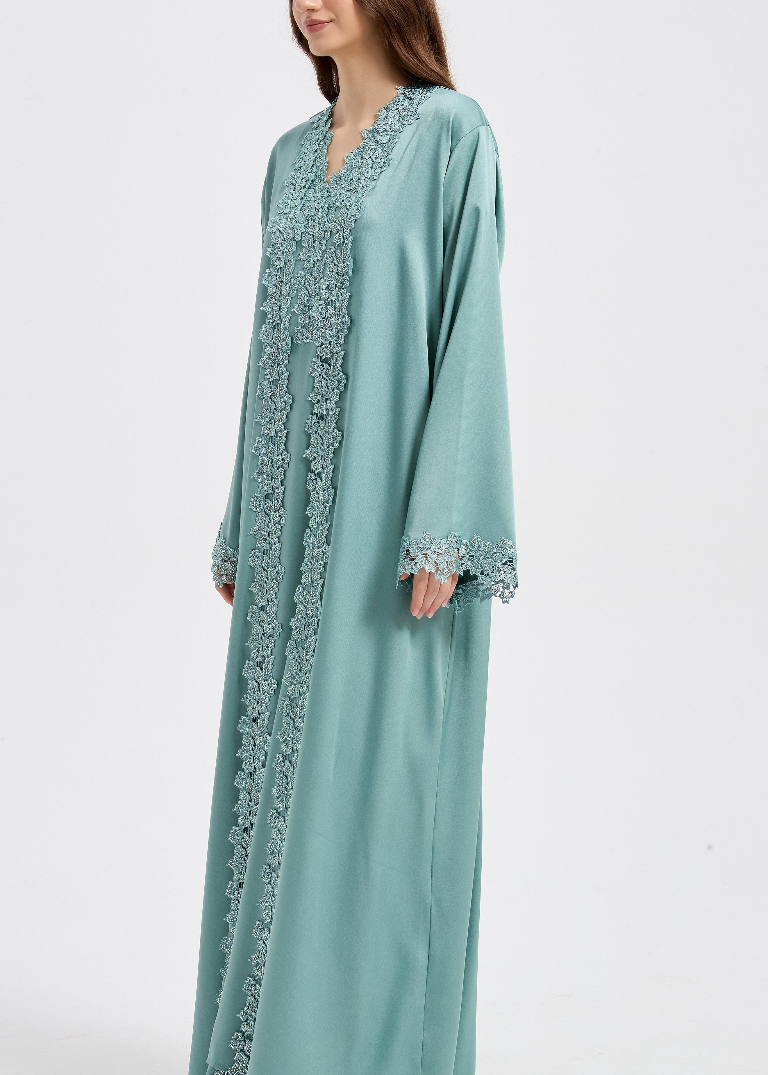 Sultana Lace Abaya Set - Sage