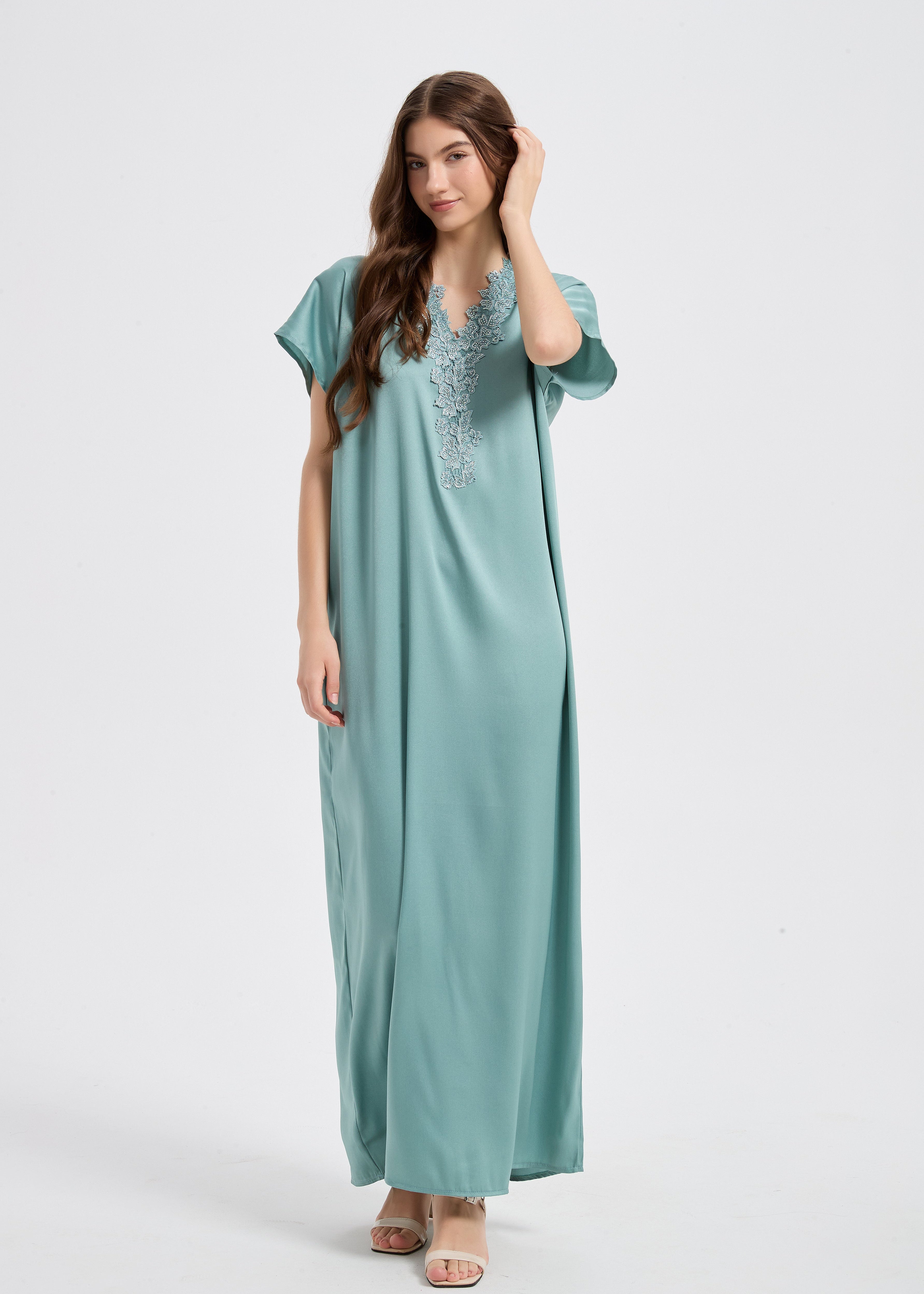 Sultana Lace Abaya Set - Sage