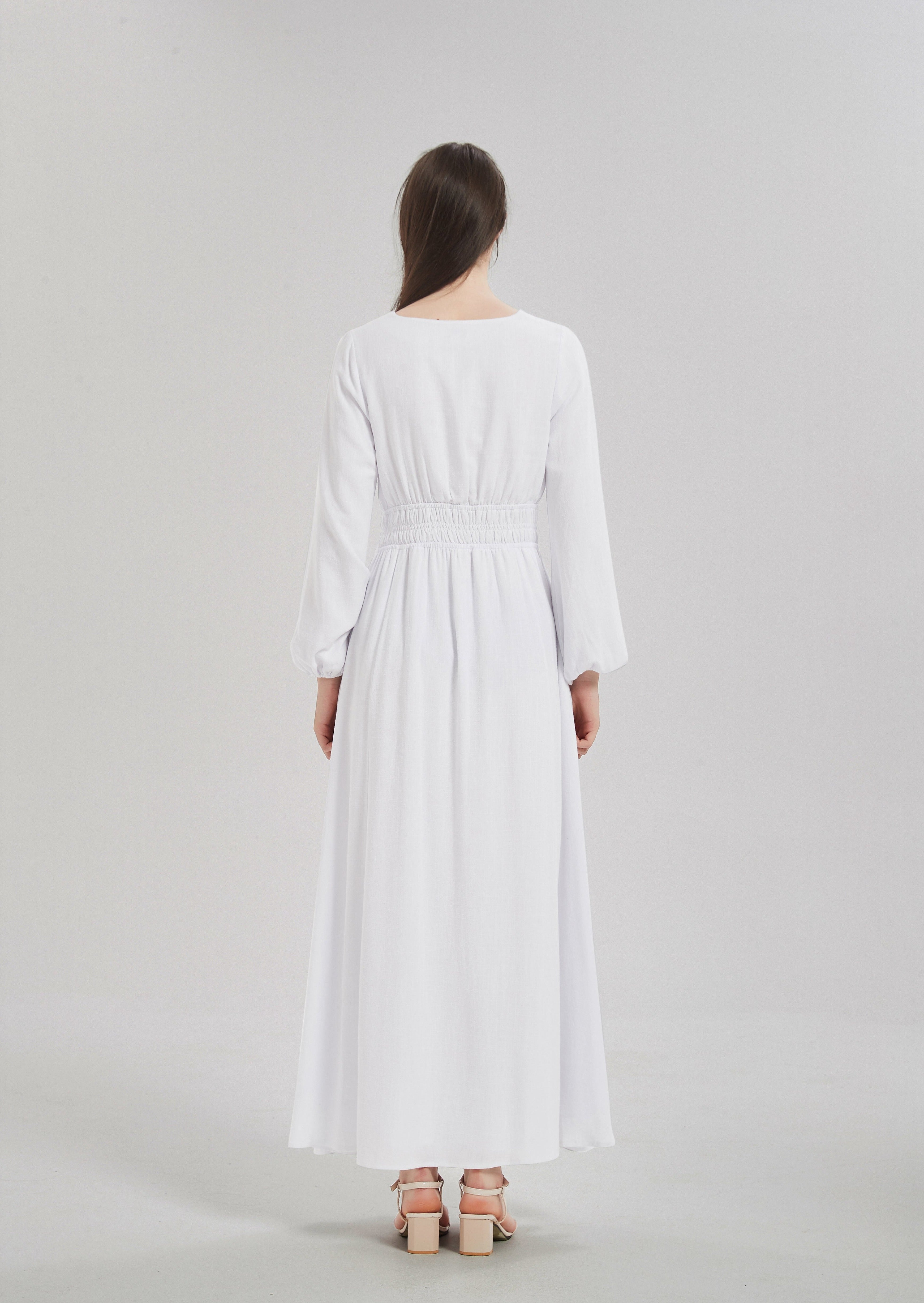 Alysa Linen Maxi Dress - White