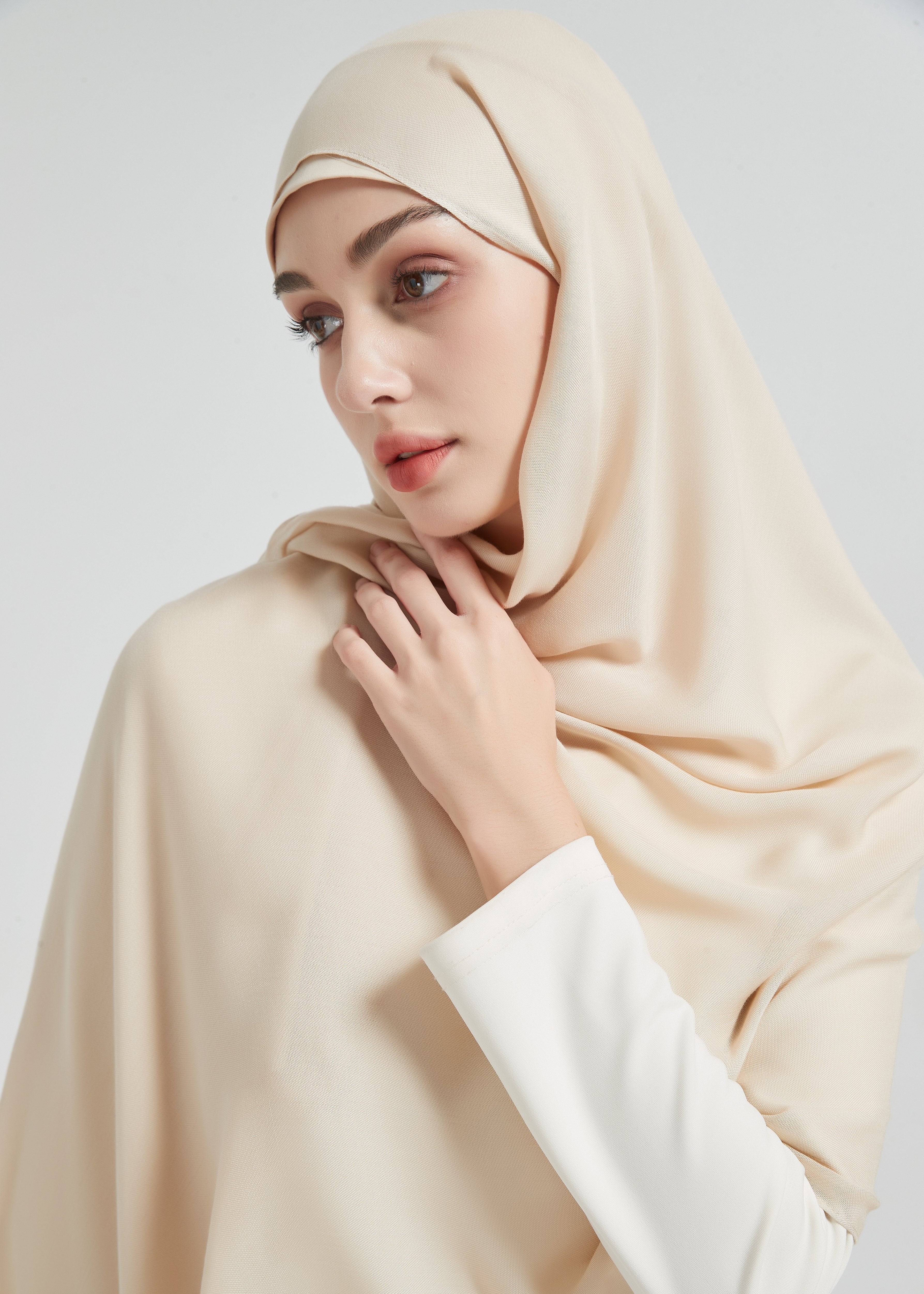 Matching Modal Hijab set - Cream