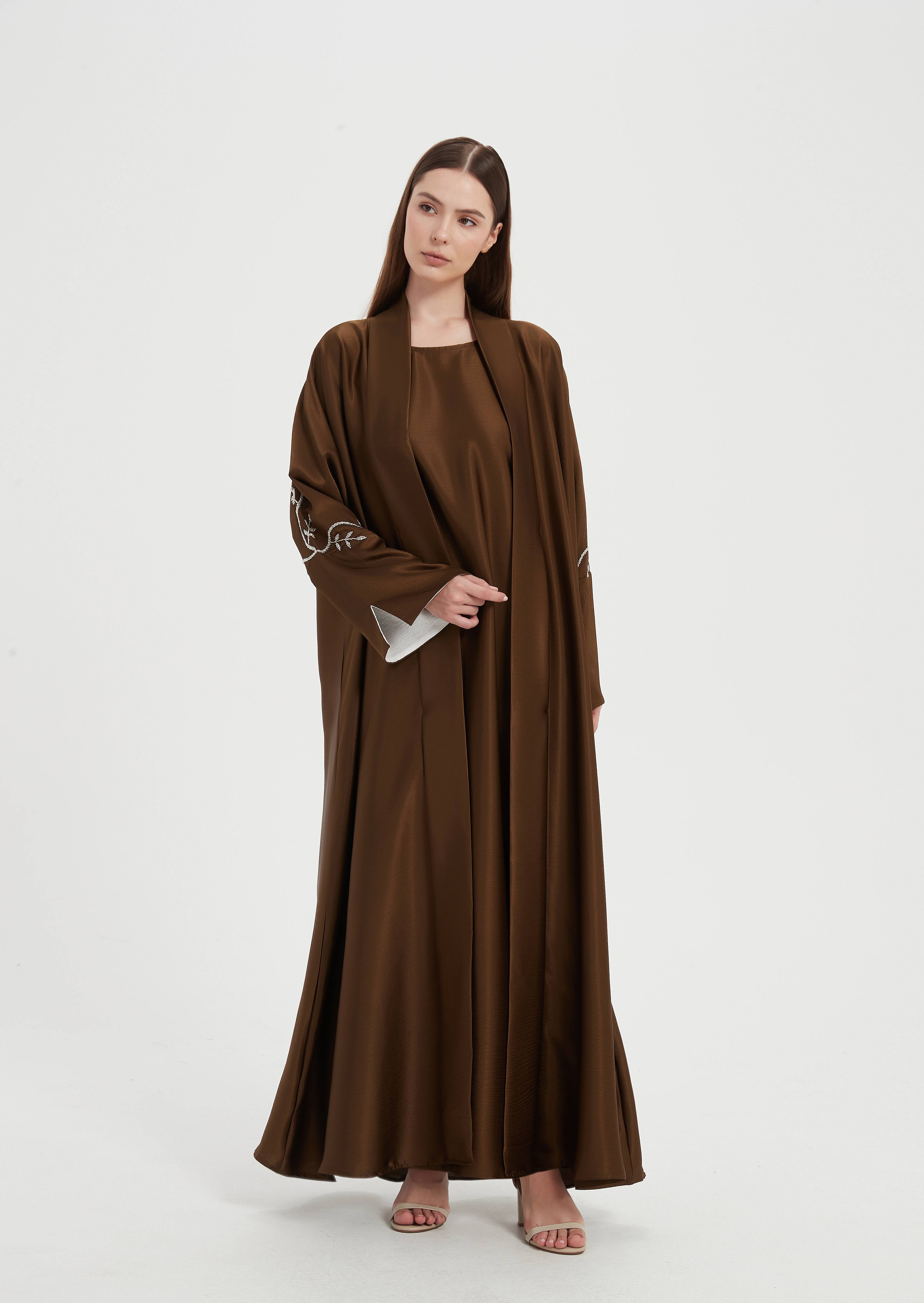 Liyana Beaded Abaya Set - Chocolate