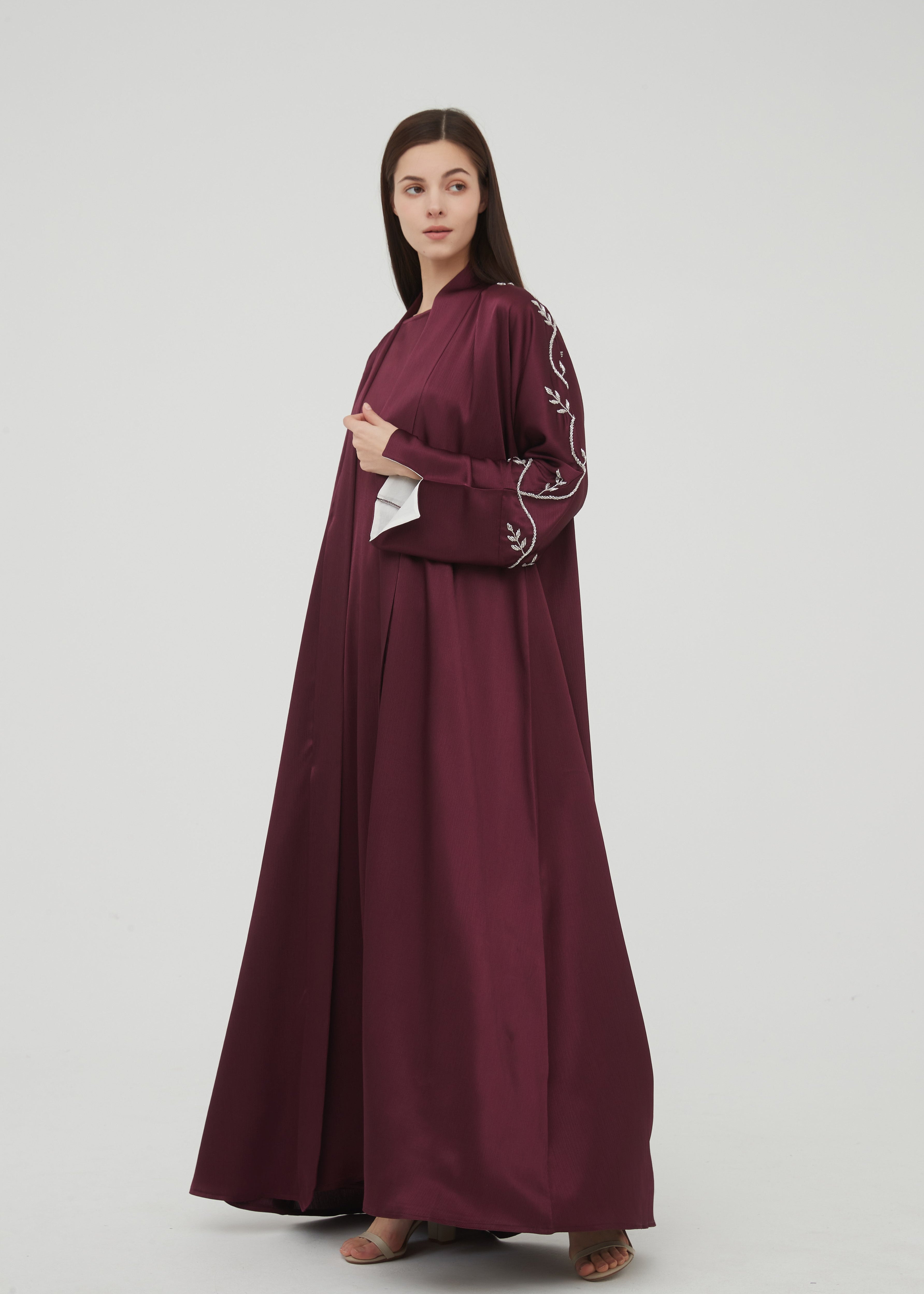 Liyana Beaded Abaya Set - Plum