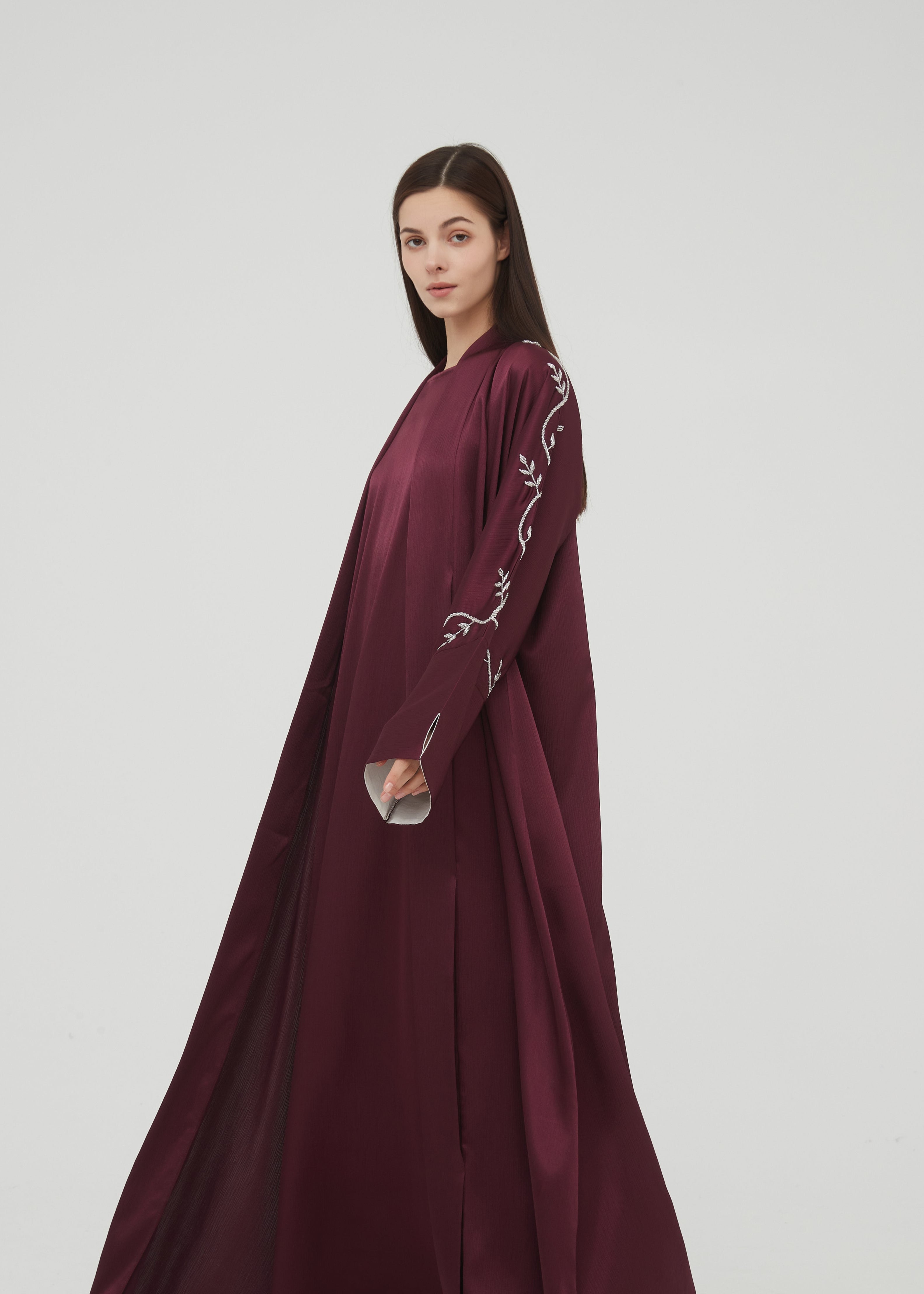 Liyana Beaded Abaya Set - Plum