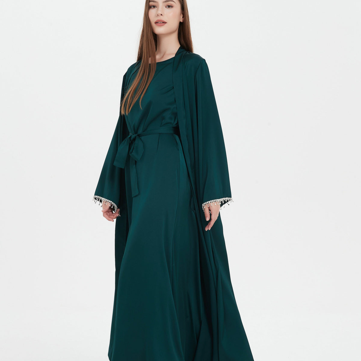 Serena Hand-Sewn Diamond Abaya Set Serena Hand-Sewn Diamond Abaya Set