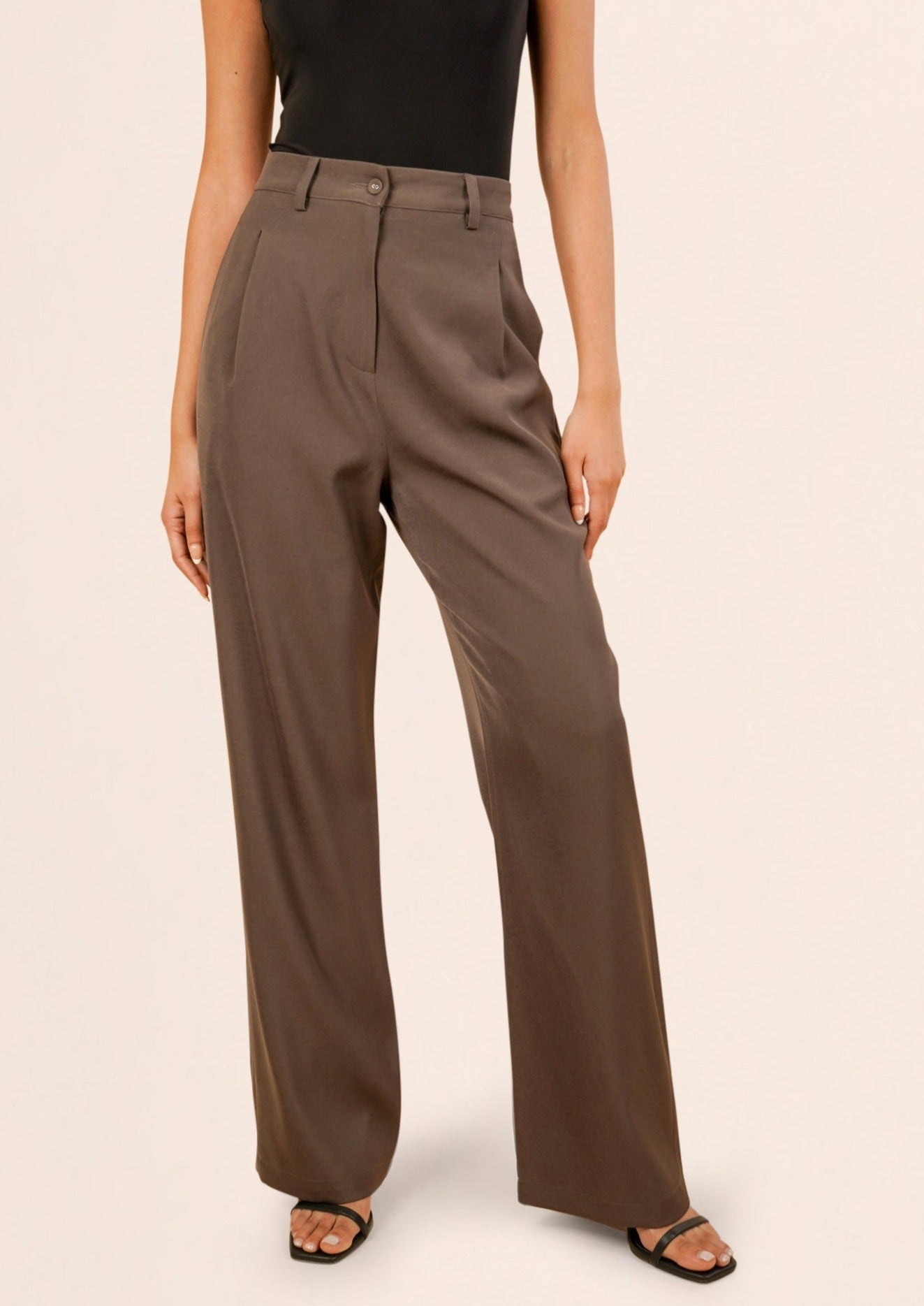 Imara High Rise Palazzo Pants - Khaki - AMARIAH