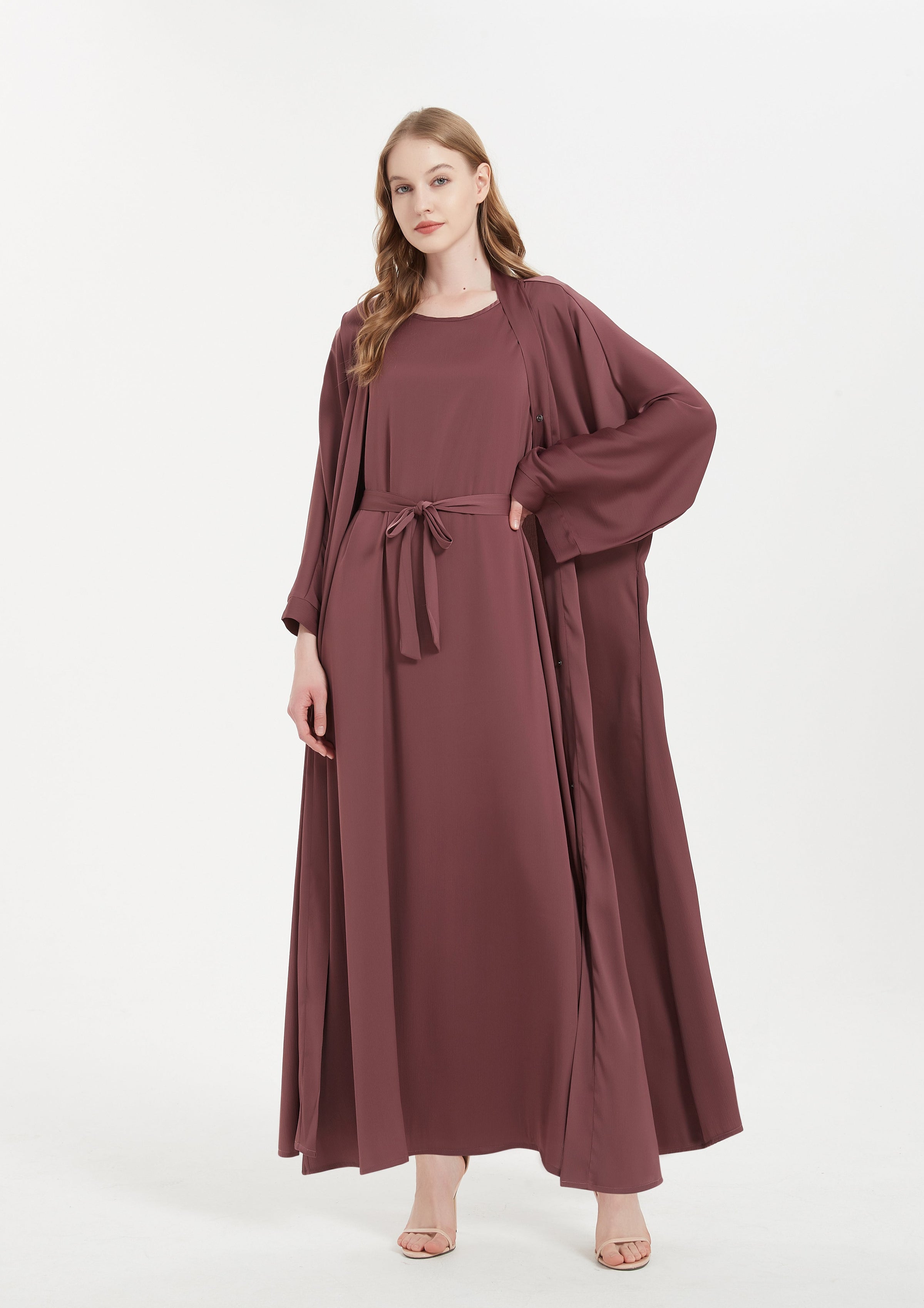 Mauve Embroidered Delicate Abaya