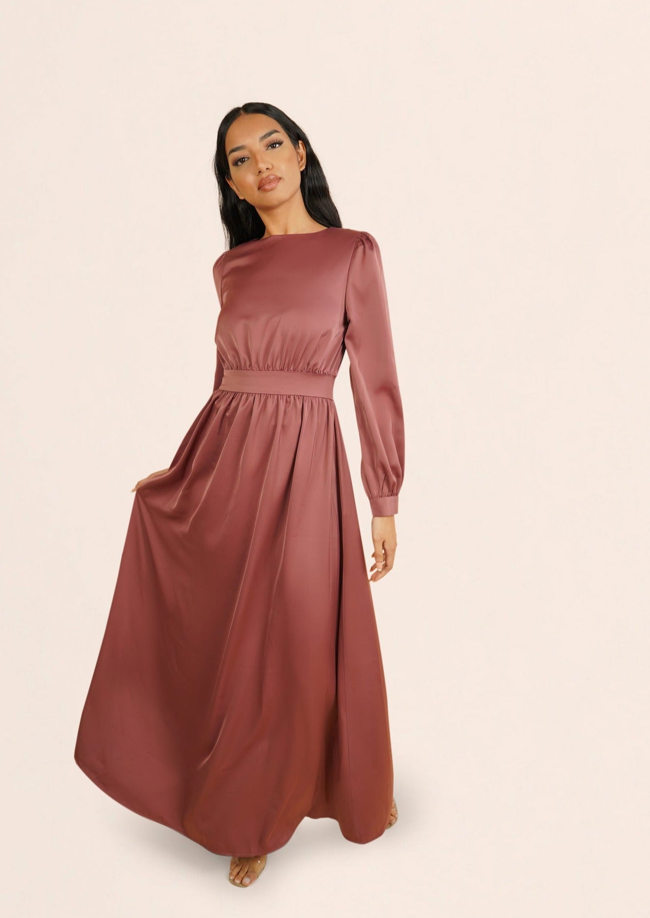 Myra Long Sleeve Maxi Dress - Dark Rose