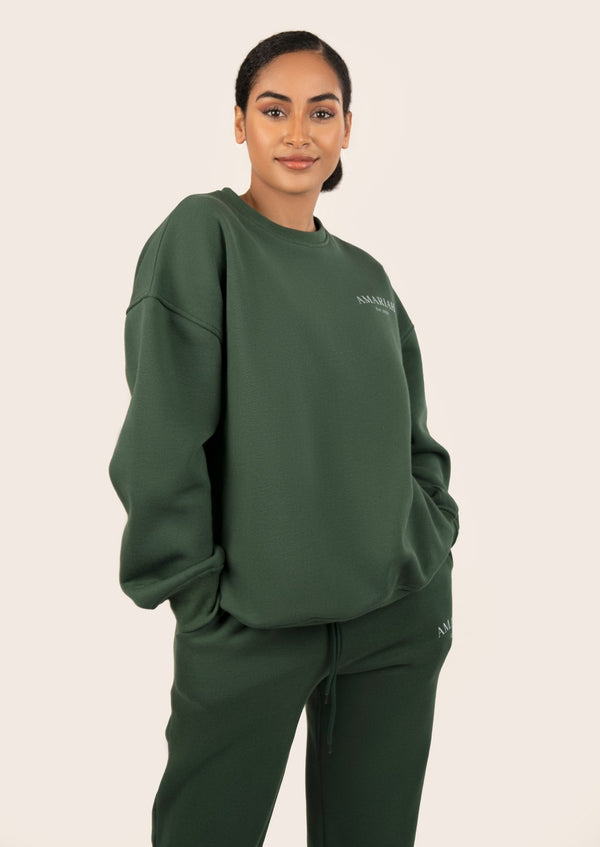 Amariah Oversized Sweatshirt  - Dark Green - AMARIAH