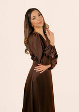 Inayah V-Neck Maxi Dress - Chocolate Brown