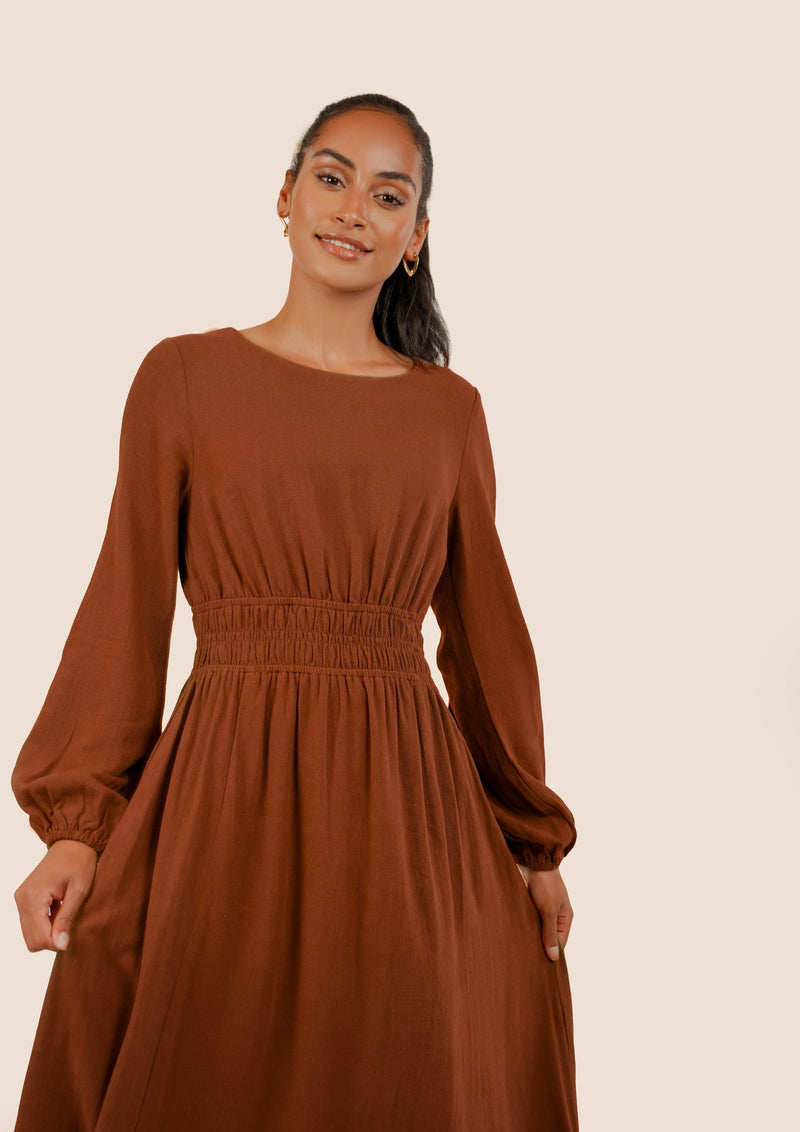 Alysa Linen Maxi Dress - Rust