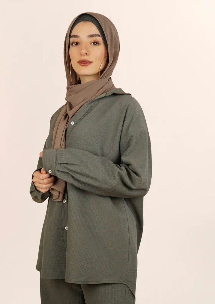 KENZIE CUT OFF LOUNGE SET OLIVE GREEN **RESTOCKED** main image 1