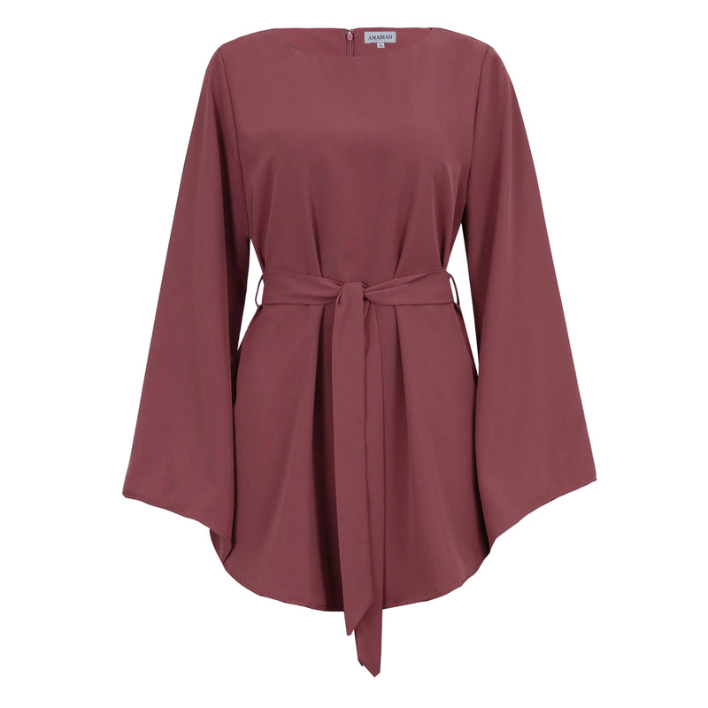 Arabella Tie Waist Top - Dark Rose - AMARIAH